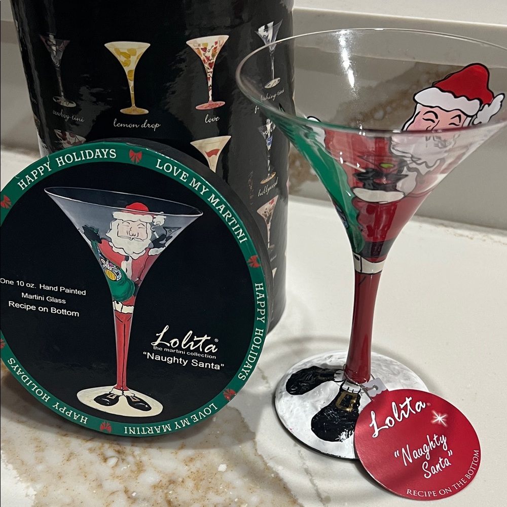 Lolita Naughty Santa Holiday Martini Glass